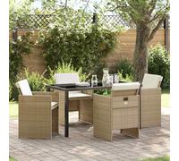 vidaXL Garden Dining Set 5 pcs Beige Poly Rattan