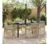 vidaXL Garden Dining Set 5 pcs Beige Powder-Coated Steel