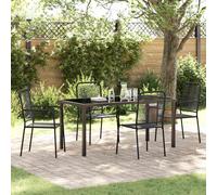 vidaXL Garden Dining Set 5 pcs Black Cotton rope and steel