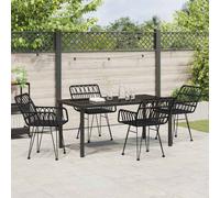 vidaXL Garden Dining Set 5 pcs Black Poly rattan