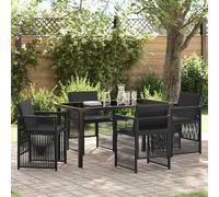 vidaXL Garden Dining Set 5 pcs Black Poly rattan