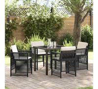 vidaXL Garden Dining Set 5 pcs Black Poly rattan