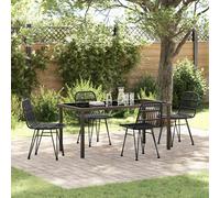 vidaXL Garden Dining Set 5 pcs Black Poly rattan
