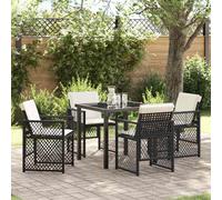 vidaXL Garden Dining Set 5 pcs Black Poly Rattan
