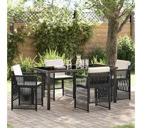 vidaXL Garden Dining Set 5 pcs Black Poly rattan