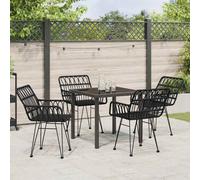 vidaXL Garden Dining Set 5 pcs Black Poly rattan