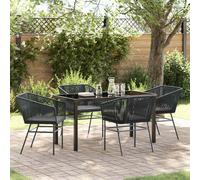 vidaXL Garden Dining Set 5 pcs Black Poly rattan