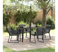 vidaXL Garden Dining Set 5 pcs Black Poly rattan