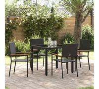 vidaXL Garden Dining Set 5 pcs Black Poly Rattan
