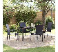 vidaXL Garden Dining Set 5 pcs Black Poly rattan
