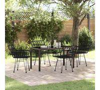 vidaXL Garden Dining Set 5 pcs Black Poly rattan