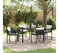 vidaXL Garden Dining Set 5 pcs Black Poly Rattan