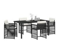 vidaXL Garden Dining Set 5 pcs Black Poly Rattan, Elegant Garden and Terrace, Modern Patio Dining Set, Durable Outdoor Furniture, Comfortable Ergonomic Chairs, Glass-Top Table