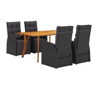 vidaXL Garden Dining Set 5 pcs Black Poly Rattan, Garden and Terrace, Modern Din