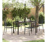 vidaXL Garden Dining Set 5 pcs Black Powder-Coated Steel