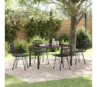 vidaXL Garden Dining Set 5 pcs Black Powder-Coated Steel