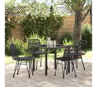 vidaXL Garden Dining Set 5 pcs Black Powder-Coated Steel, Black