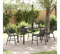 vidaXL Garden Dining Set 5 pcs Black Powder-Coated Steel