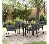 vidaXL Garden Dining Set 5 pcs Black Powder-Coated Steel, Black