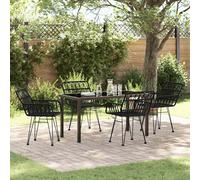 vidaXL Garden Dining Set 5 pcs Black Powder-Coated Steel