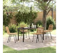 vidaXL Garden Dining Set 5 pcs Brown Poly rattan