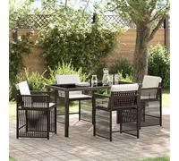vidaXL Garden Dining Set 5 pcs Brown Poly Rattan, Brown