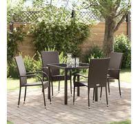 vidaXL Garden Dining Set 5 pcs Brown Poly rattan