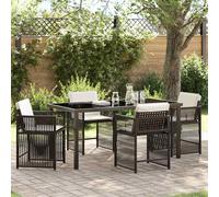 vidaXL Garden Dining Set 5 pcs Brown Poly Rattan