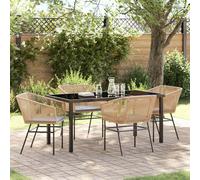 Garden Dining Set Coffee 80x80x73cm Poly Rattan 2-Seater Powder-Coated OutdoorUK