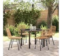 vidaXL Garden Dining Set 5 pcs Brown Poly rattan