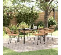 vidaXL Garden Dining Set 5 pcs Brown Powder-Coated Steel