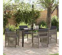 vidaXL Garden Dining Set 5 pcs Grey Poly rattan