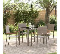 vidaXL Garden Dining Set 5 pcs Grey Poly Rattan