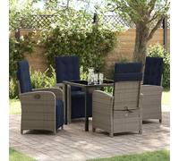 Garden Dining Set with Cushion Grey Poly Rattan Outdoor Ensemble vidaXL