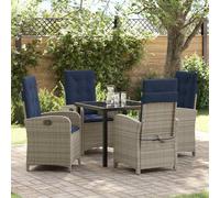 Garden Dining Set with Cushion Grey Poly Rattan Outdoor Ensemble vidaXL