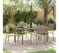 vidaXL Garden Dining Set 5 pcs Grey Poly Rattan