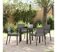 vidaXL Garden Dining Set 5 pcs Grey Powder-Coated Steel, Grey