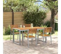 vidaXL Garden Dining Set 5 pcs Grey Solid Acacia Wood