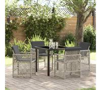 vidaXL Garden Dining Set 5 pcs Light grey Poly Rattan
