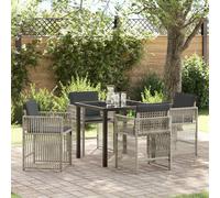 vidaXL Garden Dining Set 5 pcs Light grey Poly rattan