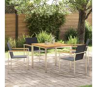 vidaXL Garden Dining Set 5 pcs Solid Teak Wood and Stainless Steel