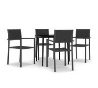 vidaXL Garden Dining Set 5 Piece Black Outdoor Patio Furniture Table and Chair