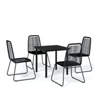 vidaXL Garden Dining Set 5 Piece Black Outdoor Patio Table Chair Furniture