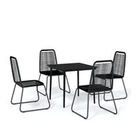 vidaXL Garden Dining Set 5 Piece Black Outdoor Patio Table Chair Furniture