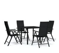 vidaXL Garden Dining Set 5 Piece Black Outdoor Patio Table Chair Furniture