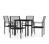 vidaXL Garden Dining Set 5 Piece Black Patio Outdoor Table and Chair Furniture