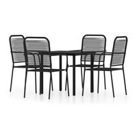 vidaXL Garden Dining Set 5 Piece Black Patio Outdoor Table and Chair Furniture