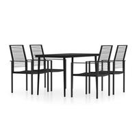 vidaXL 5 Piece Garden Dining Set Black, Black