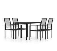 vidaXL Garden Dining Set 5 Piece Black Patio Outdoor Table and Chair Furniture