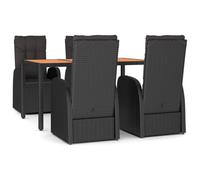 vidaXL Garden Dining Set 5 Piece Black Poly Rattan and Solid Wood Acacia Chair